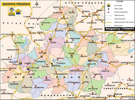 Road Map Of Madhya Pradesh