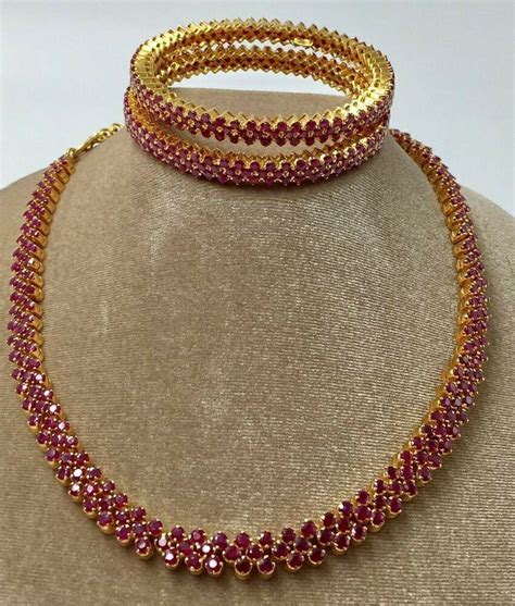 Golden ruby necklace | Gold fashion necklace, Ruby necklace designs, Gold necklace indian bridal ...