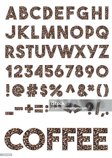 Decorative Coffee Font Vector Illustration Stock Illustration - Download Image Now - Alphabet ...