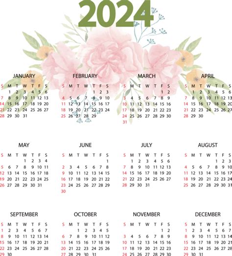 2024 Calendar Printable Free Floral - Printable Online