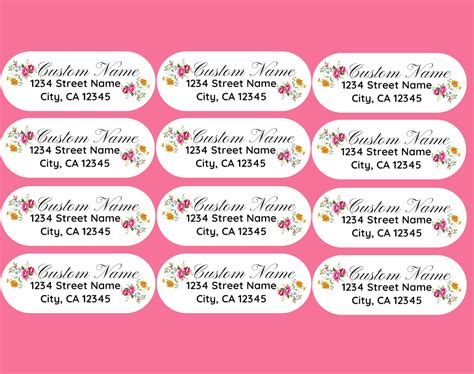 Floral Return Address Labels, Custom Personal Labels, 30 Individual ...