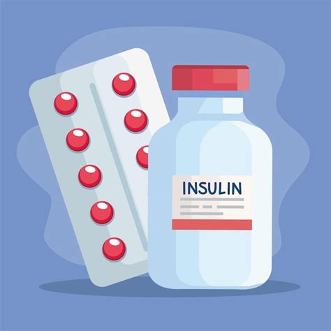 Premium Vector | Insulin vial with pills