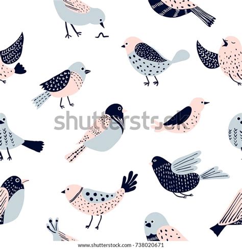 Colorful Doodle Bird Seamless Pattern Collection Stock Vector (Royalty ...