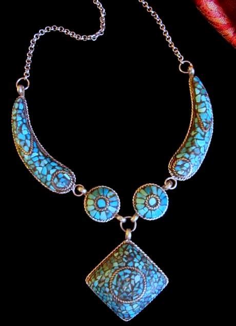 Tibetan Jewelry - Contemporary Tribal Turquoise Mosaic Necklace