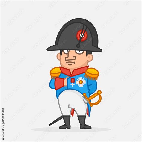 Napoleon Bonaparte holds hand on chest. Funny character Stock Vector ...