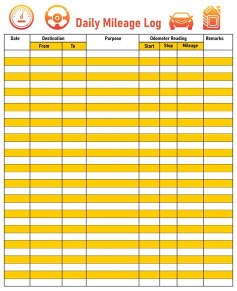 Printable Mileage Log Template | Box template printable, Template printable, Templates printable ...