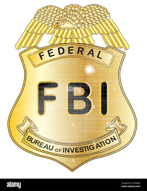 A gold FBI badge isolatrd over a white background Stock Photo - Alamy