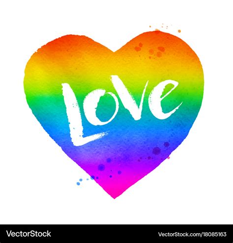 Rainbow colored heart with love word lettering Vector Image