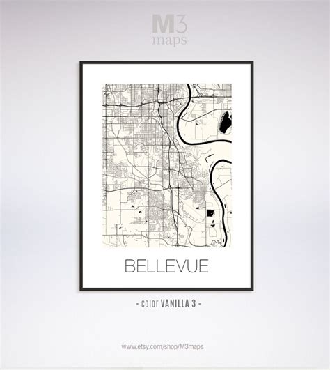 Bellevue Nebraska Bellevue NE Map Bellevue Map Bellevue - Etsy