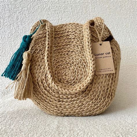 Round Jute Bag, Crochet Jute Bag, Wicker Jute Bag, Crochet Jute Purse, Jute Shopping Bag en 2020 ...