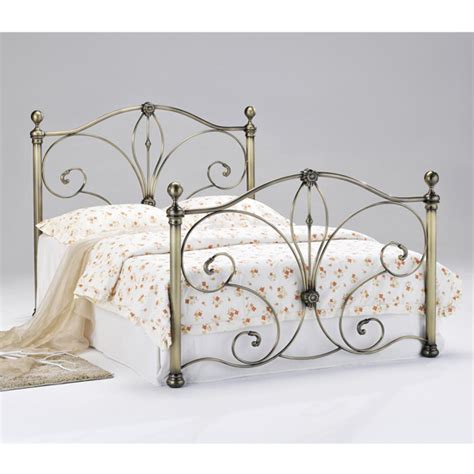 Diane Metal King Size Bed In Antique Brass | Sale