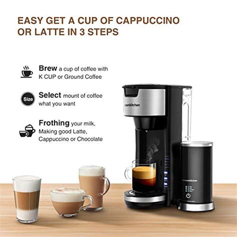 Singles Serve Coffee Makers With Milk Frother, 2-In-1 Coffee Machine For K Cup Pod & Coffee ...