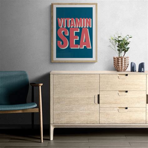 Vitamin Sea (Marine) Typography Art Print - Framed – BluBambu Living