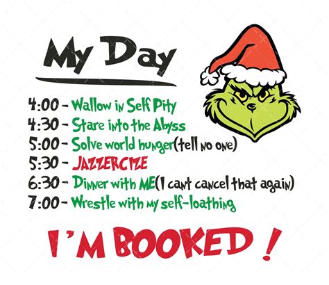 My Day Grinch SVG, PNG, PDF, My Day I’M Booked Svg, Resting Grinch Face