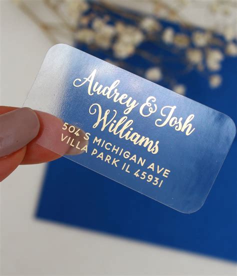 Custom Return Address Labels Clear Foil Sticker Gold Rose | Etsy | Custom return address labels ...