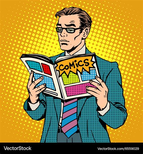 Man reads comic book Royalty Free Vector Image