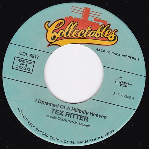 Tex Ritter – I Dreamed Of A Hillbilly Heaven / High Noon (1994, Vinyl) - Discogs