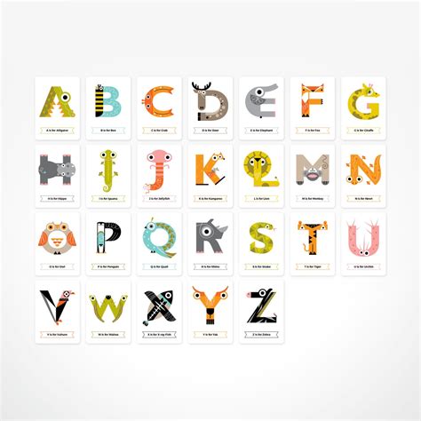 Animal Alphabet Flashcards for Kids Educational Learn the - Etsy