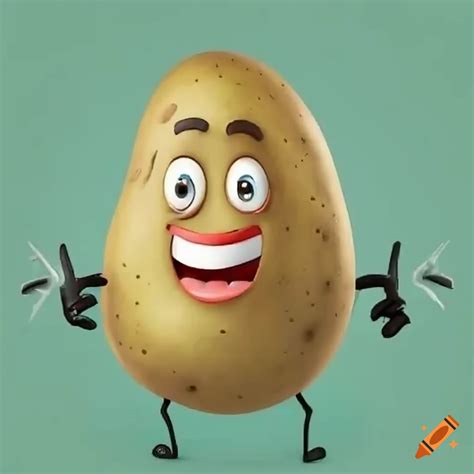 A funny cartoon potato character with arms and legs on Craiyon