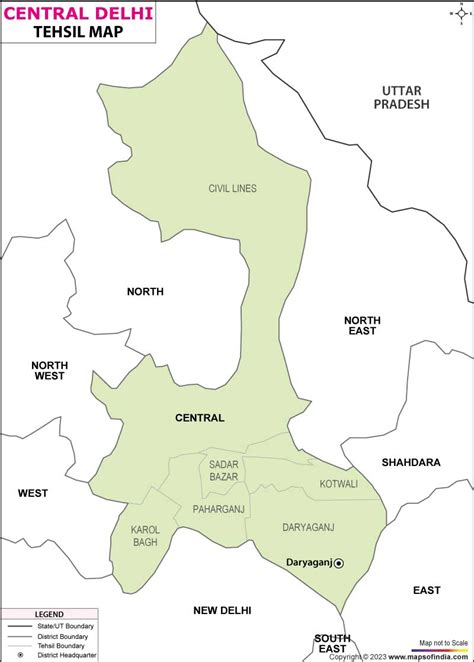 Central Delhi Tehsil Map