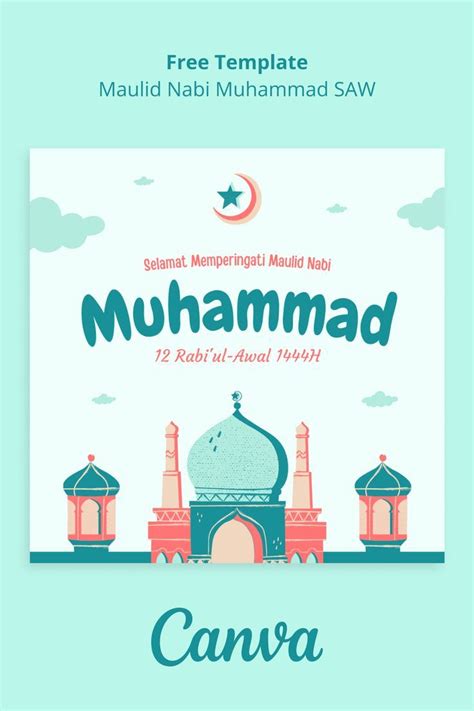 Free Template | Maulid Nabi Muhammad SAW | Desain banner, Template, Buku mewarnai