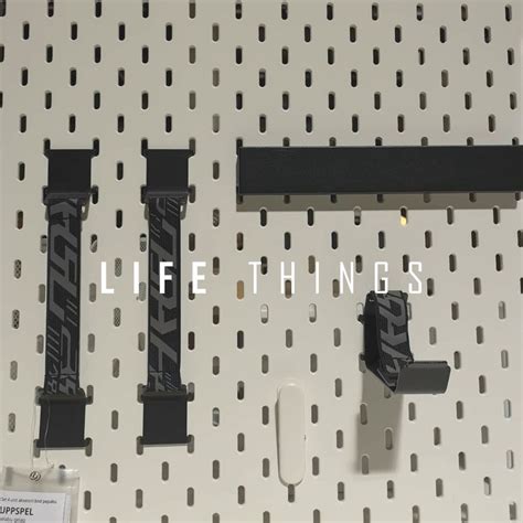 IKEA UPPSPEL 4-piece pegboard accessories set, dark grey, Set 4 unit aksesori bod pepaku, kelabu ...