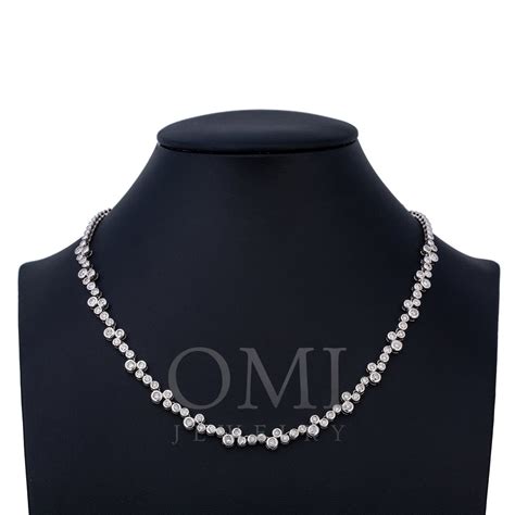 18K White Gold Women's Necklace, 18" Chain With Diamonds - OMI Jewelry