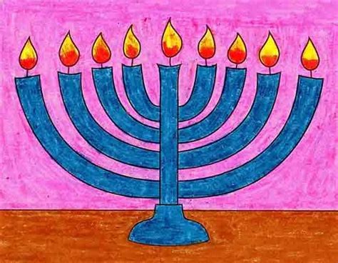 Easy How to Draw a Menorah Tutorial Video and Coloring Page