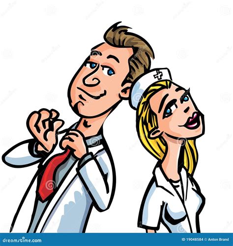 Cartoon Doctor Flirting With A Nurse Stock Images - Image: 19048584
