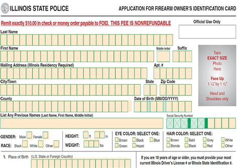 Printable Foid Application Form - Printable Forms Free Online