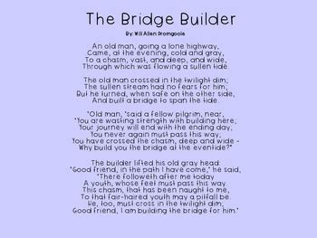 Common Core Poetry Puzzle Cards: The Bridge Builder by Ashley B | TpT