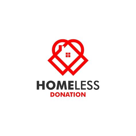 Premium Vector | Simple red line charity and donation for homeless logo ...