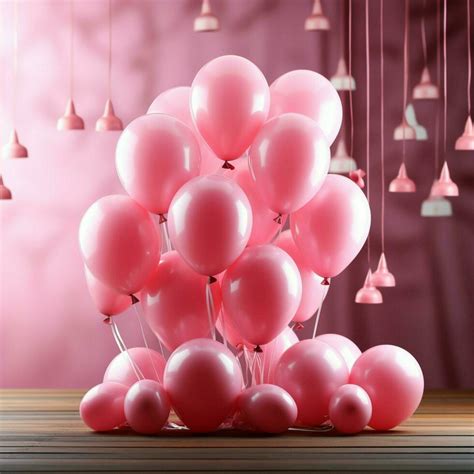 Pink party delight, 3D balloons add charm to this birthday background, offering copy space For ...