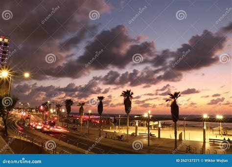 Tel Aviv Beach after Sunset in Israel Stock Image - Image of middle ...