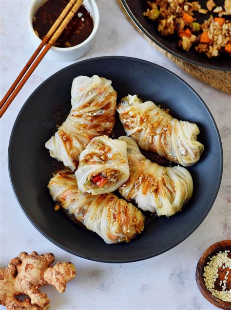 Vegan Cabbage Rolls (Asian-Inspired Wraps) - Elavegan