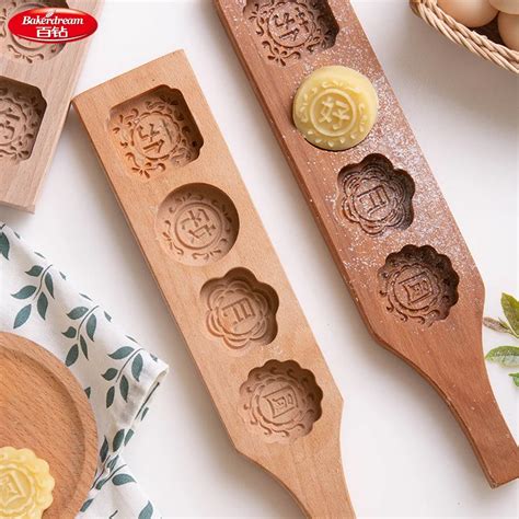 Wood Mooncake Baking Mold Chinese Traditional Wooden Mid autumn ...