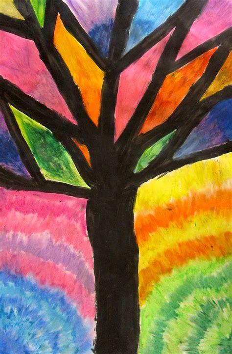 Art is Basic-- Art Teacher Blog: Abstract Oil Pastel Trees-- 4th/5th ...