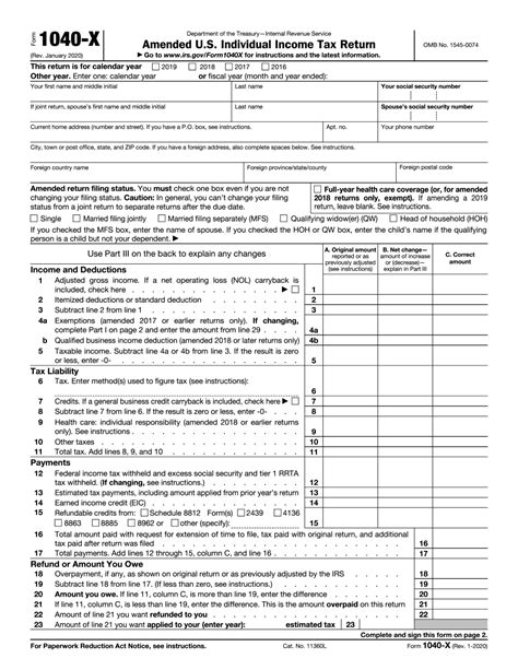 Form 1040x Printable - Printable Forms Free Online