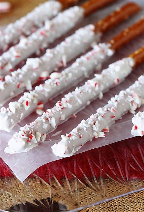 White Chocolate Candy Cane Pretzel Rods | The Kitchen is My Playground