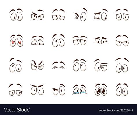 Cartoon eyes comic character eye expressions Vector Image