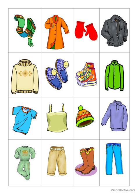 clothes flashcards: English ESL worksheets pdf & doc