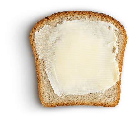 Bread Slice With Butter On White Clipping Path Included Stock Photo - Download Image Now - iStock