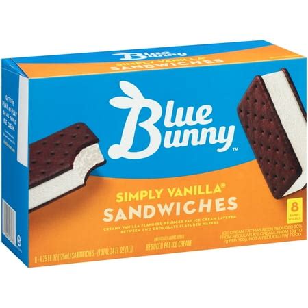 Blue Bunny Simply Vanilla Ice Cream Sandwiches 4.25 fl. oz. Sandwiches, 8 count - Walmart.com