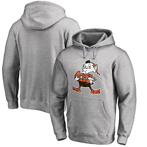 Men's NFL Pro Line Gray Cleveland Browns Throwback Logo Pullover Hoodie