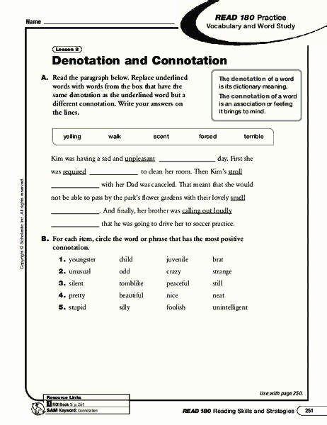 50 Denotation And Connotation Worksheet