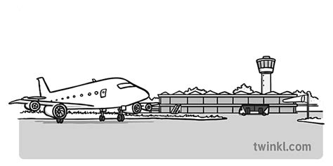 aeropuerto blanco y negro Illustration - Twinkl