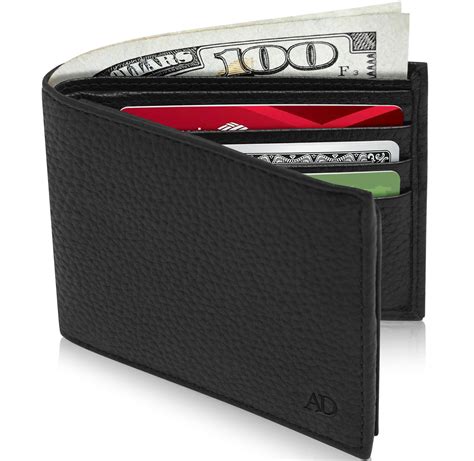 Slim Bifold Wallets For Men RFID - Front Pocket Leather Small Mens Wallet With ID Window Gifts ...
