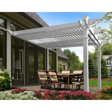 Vita 12' x 12' Elysium Attached Louvered White Vinyl Pergola VA42072 - Walmart.com - Walmart.com