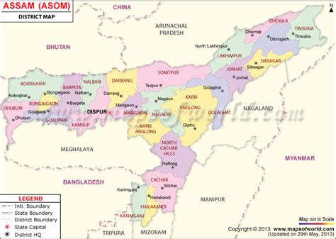 Assam Map, Assam District Map