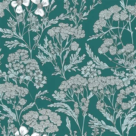 Premium AI Image | A seamless pattern of white flowers on a teal background.